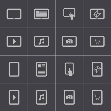 Vector black tablet icons setのイラスト素材