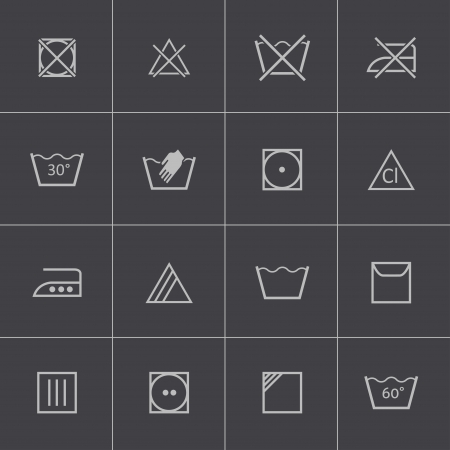 Vector black  washing    icons setのイラスト素材