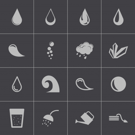 Vector black water icons setのイラスト素材