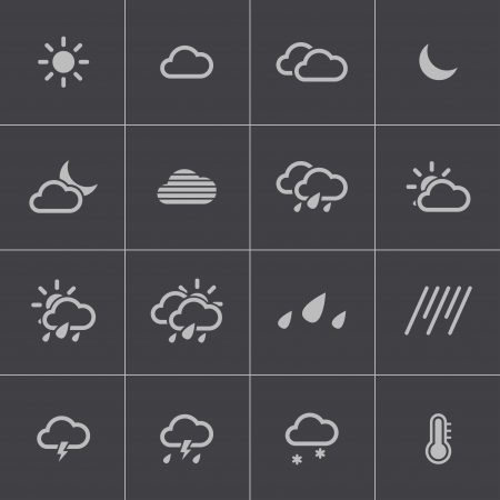 Vector black  weather   icons setのイラスト素材
