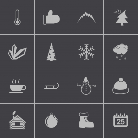 Vector black  winter  icons setのイラスト素材
