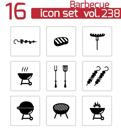 barbecue icons set on whiteのイラスト素材