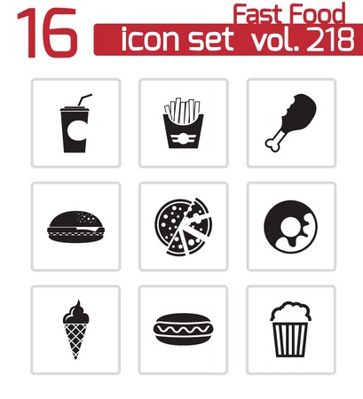 fast food icons set on whiteのイラスト素材