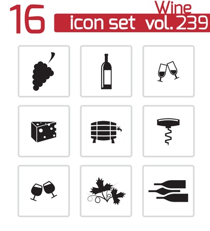 black wine icons set on whiteのイラスト素材