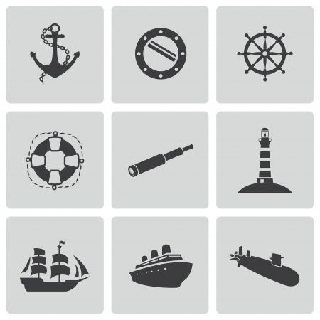 black nautical icons setのイラスト素材