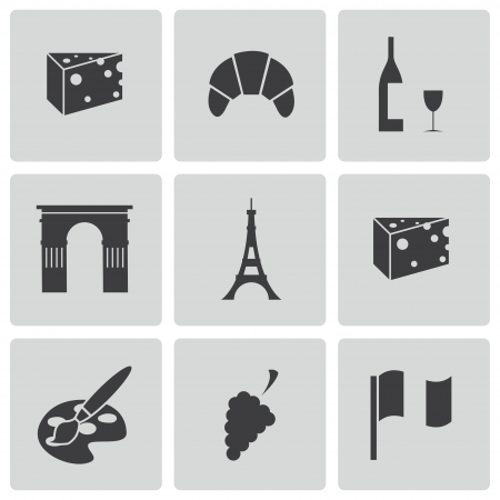 black paris icons setのイラスト素材