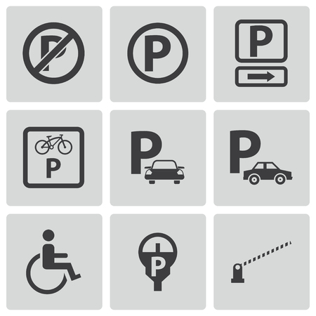 Vector black parking icons setのイラスト素材