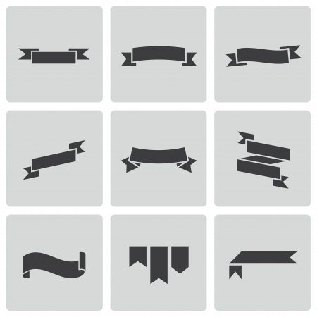 black ribbon icons setのイラスト素材