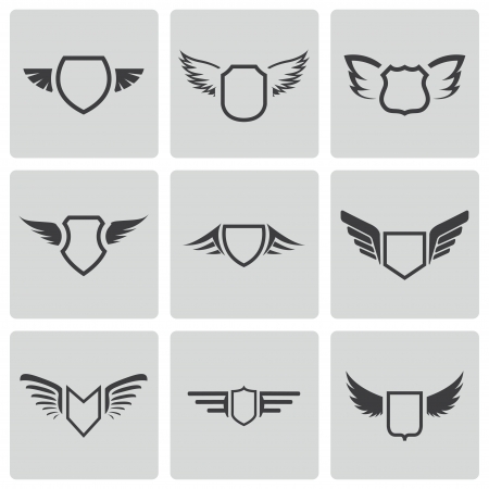 black shield icons setのイラスト素材