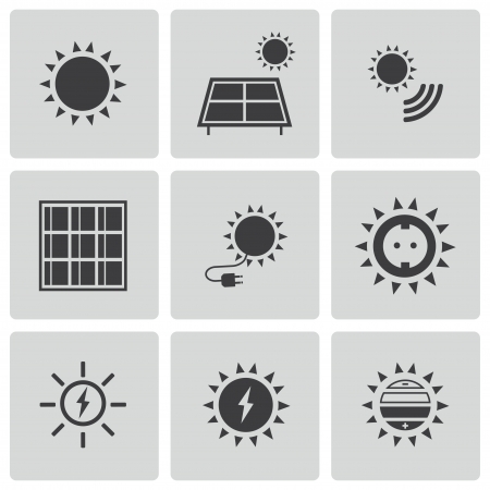 black solar energy icons setのイラスト素材