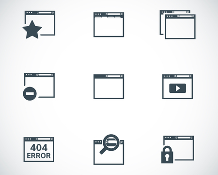 Vector black browser icons on white backgroundのイラスト素材