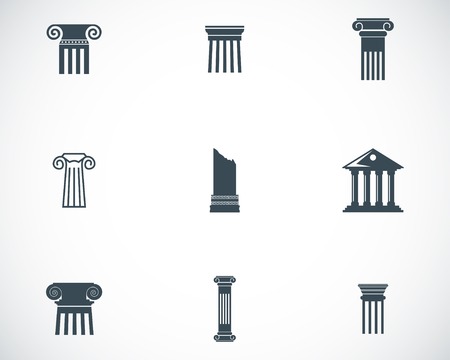 Vector black column icons set on white backgroundのイラスト素材