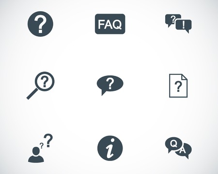 Vector black FAQ icons set on white backgroundのイラスト素材