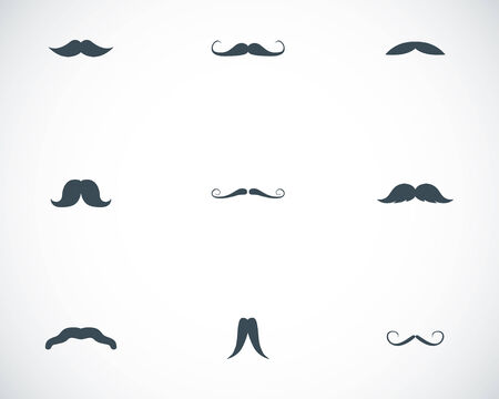 Vector black mustaches icons set on white backgroundのイラスト素材
