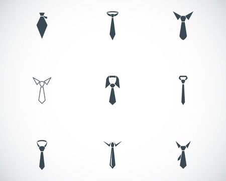 Vector black tie icons set on white backgroundのイラスト素材