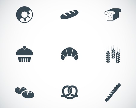 Vector black bakery icons set on white backgroundのイラスト素材