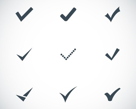 Vector black confirm icons set on white backgroundのイラスト素材