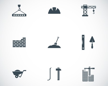 Vector black construction icons set on white backgroundのイラスト素材