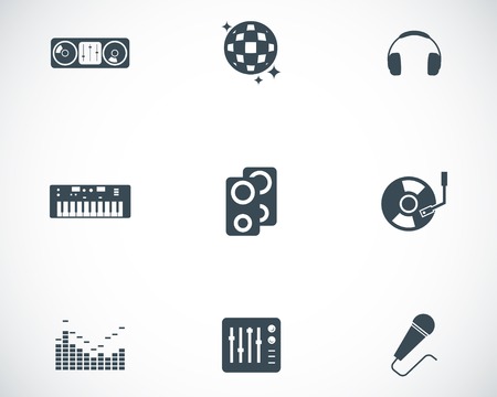 Vector black dj icons set on white backgroundのイラスト素材