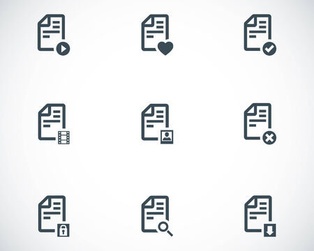 Vector black documents icons set on white backgroundのイラスト素材