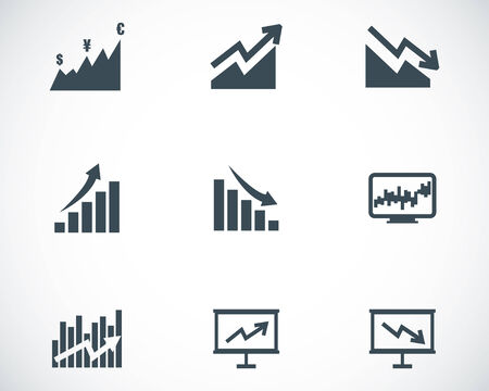 Vector black economic icons set on white backgroundのイラスト素材