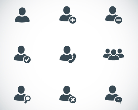 Vector black people icons set on white backgroundのイラスト素材