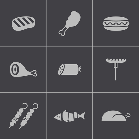 Vector black meat icons setのイラスト素材