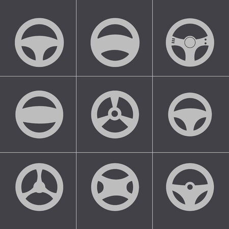 Vector black Steering wheels icons setのイラスト素材