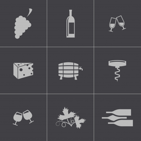 Vector black wine icons setのイラスト素材