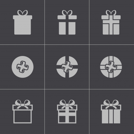Vector black gift icons setのイラスト素材