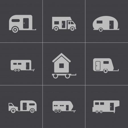 Vector black trailer icons setのイラスト素材