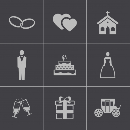 Vector black wedding icons setのイラスト素材