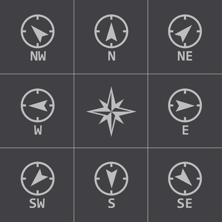 Vector black wind rose icons setのイラスト素材