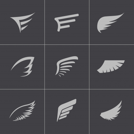 Vector black wing icons setのイラスト素材