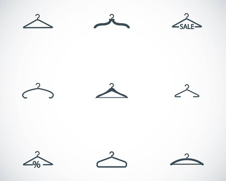Vector black hanger icons set on white backgroundのイラスト素材