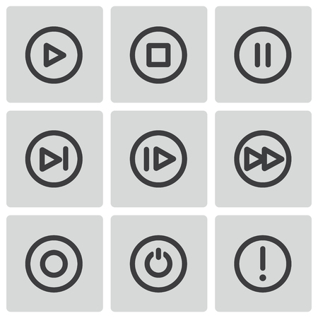 black media buttons icons set のイラスト素材