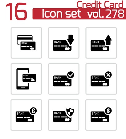 black credit card icons setのイラスト素材