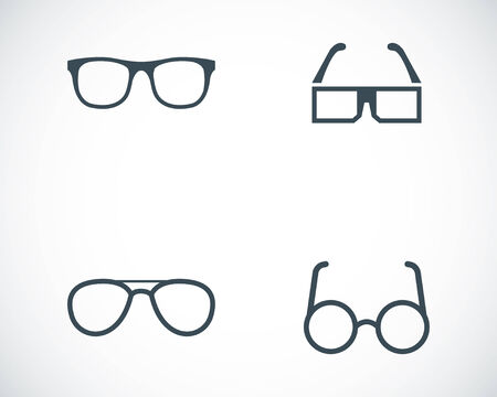 Vector black glasses icons set on white backgroundのイラスト素材