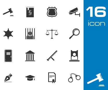 Vector black justice icons set on white backgroundのイラスト素材