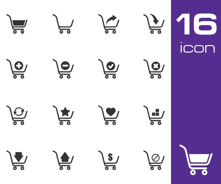 Vector black  shopping cart  icons set on white backgroundのイラスト素材