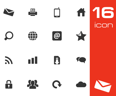Vector black internet icons set on white backgroundのイラスト素材