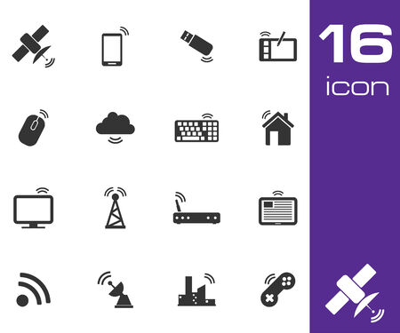 Vector black wireless icons set on white backgroundのイラスト素材