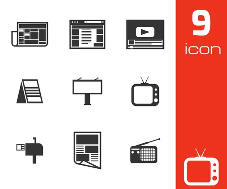 Vector black advertisement icons set on white backgroundのイラスト素材