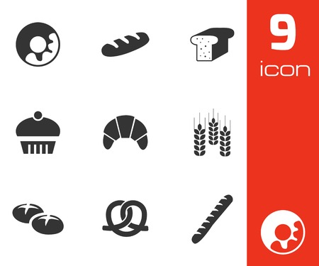 Vector black bakery icons set on white backgroundのイラスト素材