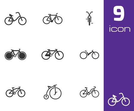 Vector black bicycle icons set white backgroundのイラスト素材