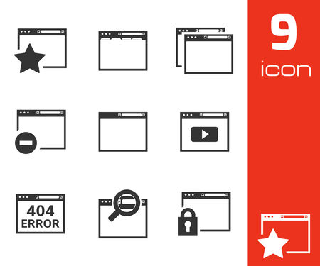 Vector black browser icons on white backgroundのイラスト素材