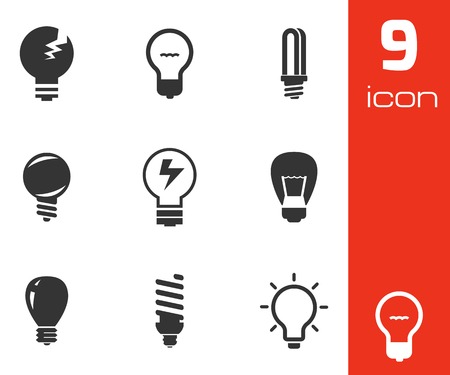 Vector black bulbs icons set on white backgroundのイラスト素材