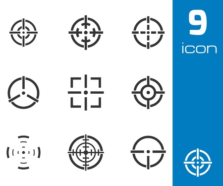 Vector balck crosshair icons set white backgroundのイラスト素材