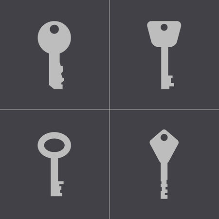 Vector black key icons set on gray backgroundのイラスト素材