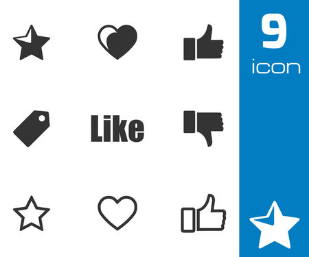 Vector black like icons set on white backgroundのイラスト素材